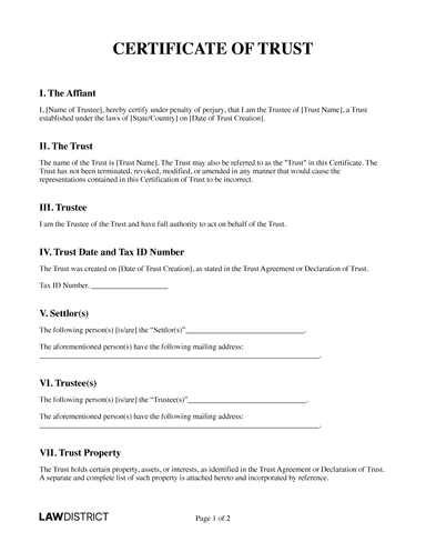 Certificate of Trust