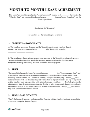 Month-to-Month Lease Agreement