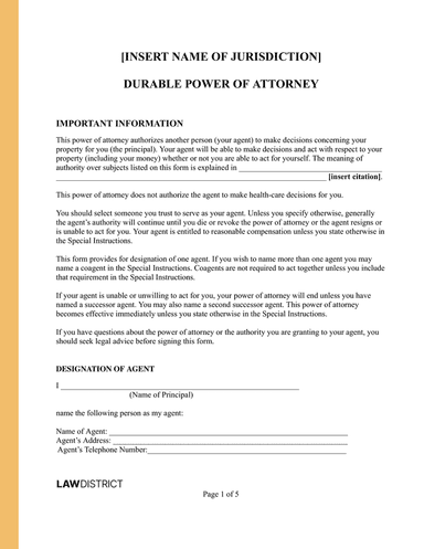 Durable (Financial) Power of Attorney