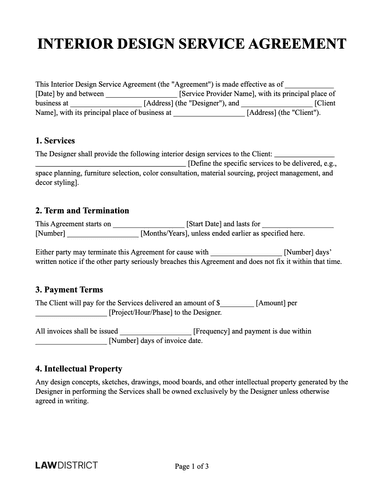 Interior Design Service Contract