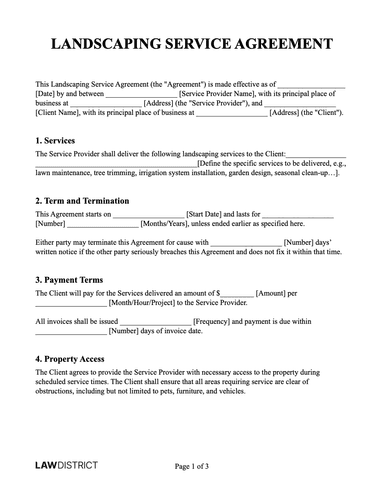 Landscaping Service Contract